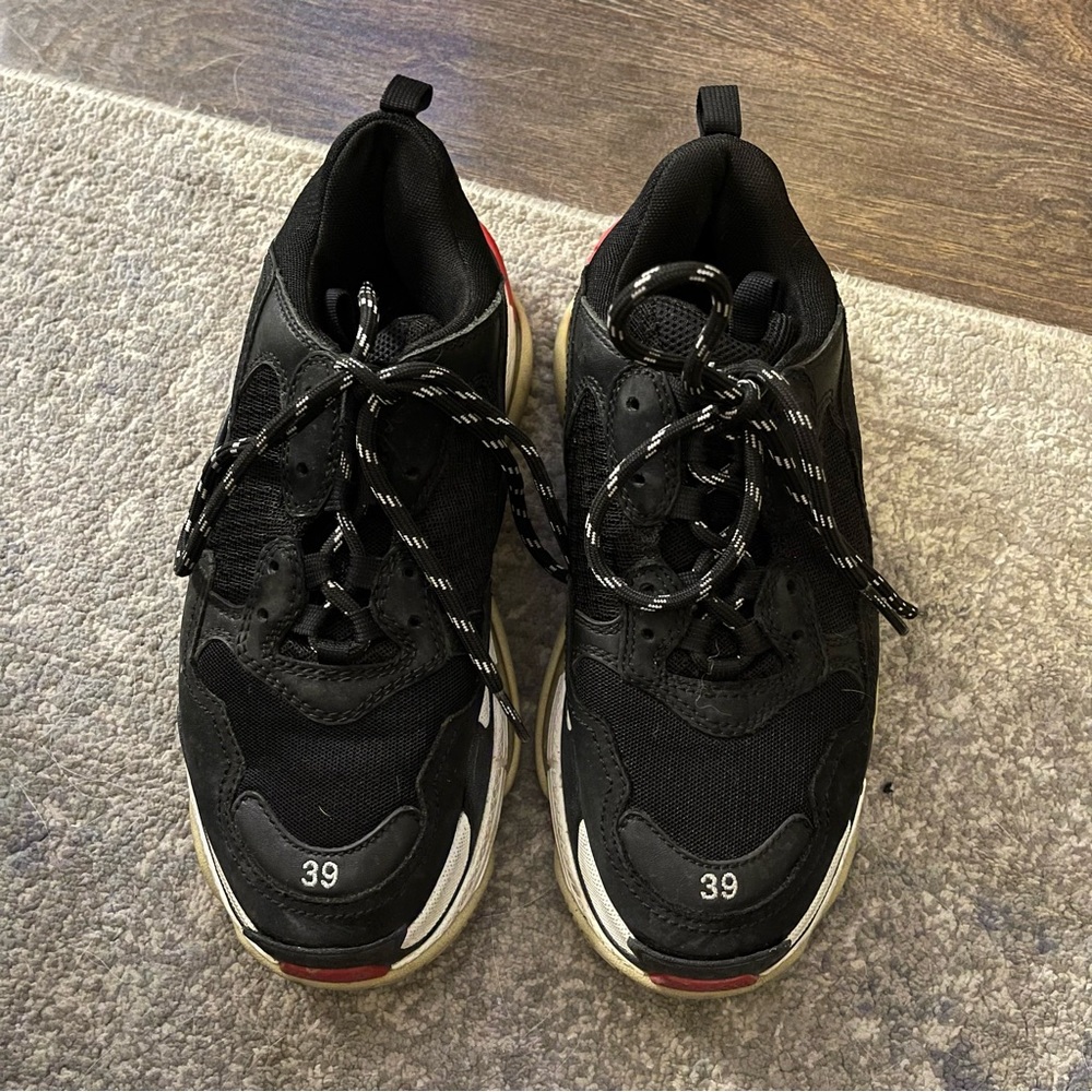 Balenciaga Triple S Black, Red, White Sneakers Size 39